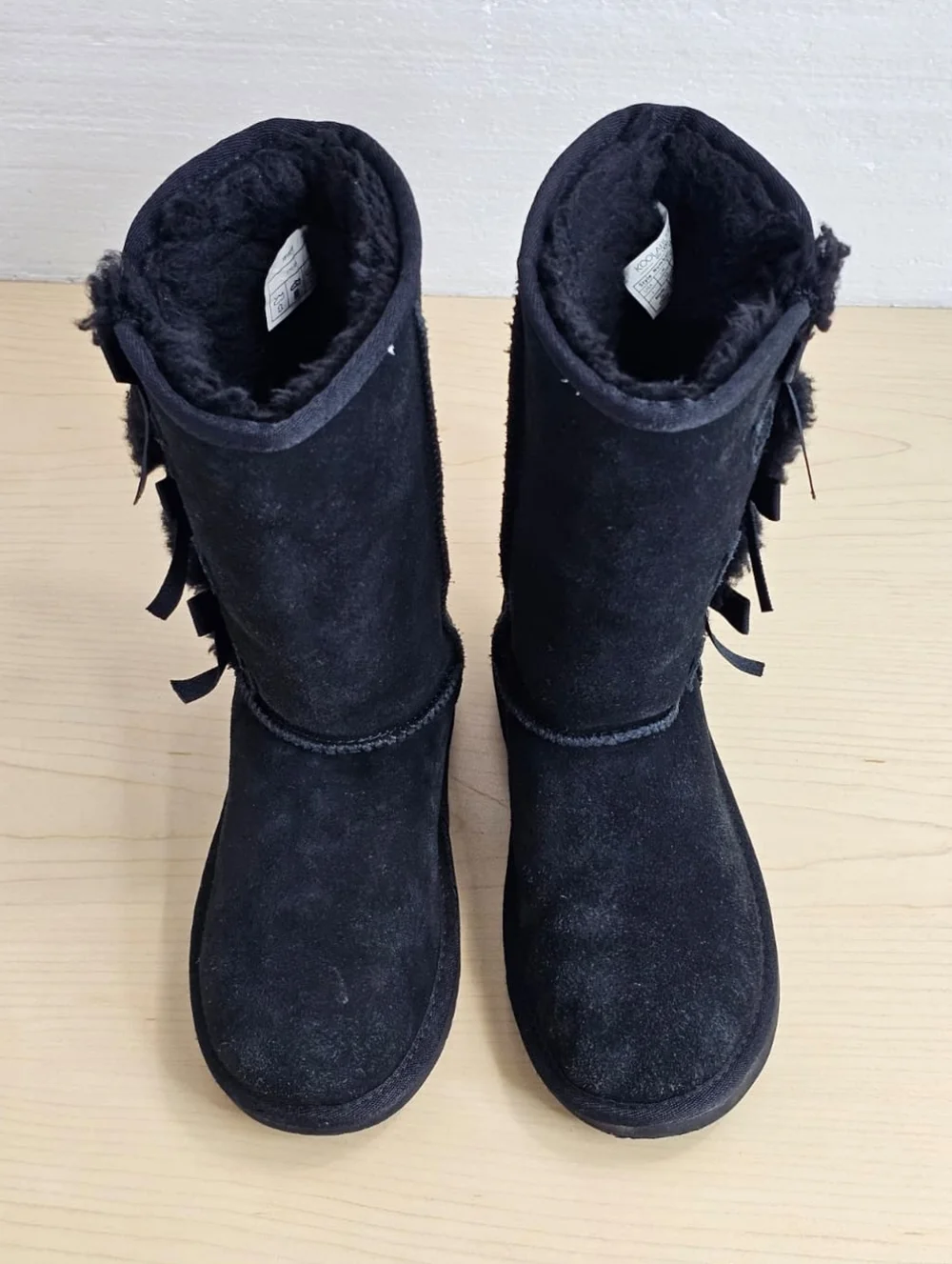 Koolaburra by UGG Victoria Tall Kids Black Suede Faux Fur Boots, Sz 1